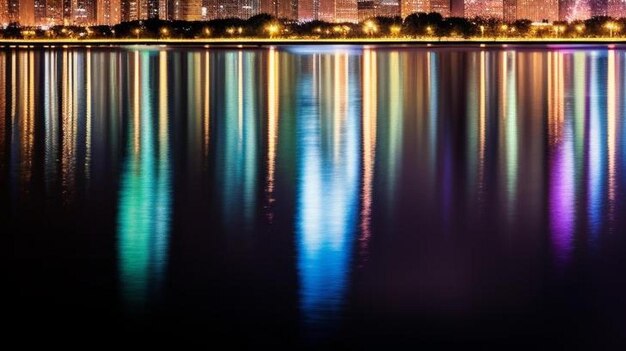 Foto el horizonte de chicago por la noche.