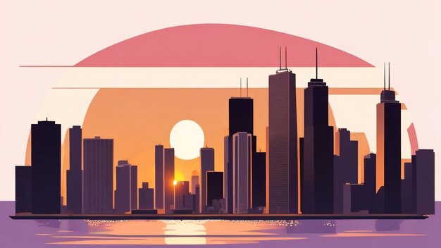 Foto el horizonte de chicago en sunset vector minty serenity