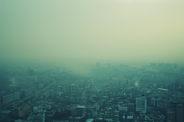 Foto un horizonte de la ciudad con una atmósfera de niebla