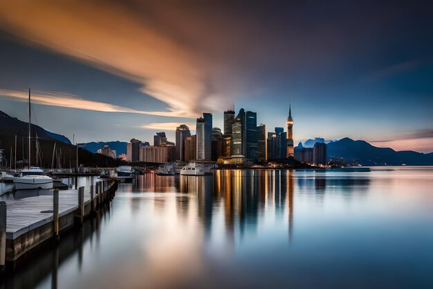 El horizonte de una ciudad con una ciudad al fondo