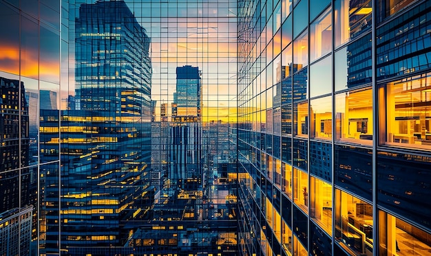 El horizonte de la ciudad con un enfoque en un edificio de oficinas moderno