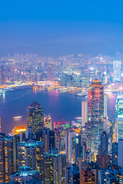 Horizonte de la ciudad de Hong Kong y el paisaje arquitectónico