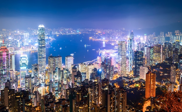 Horizonte de la ciudad de Hong Kong y el paisaje arquitectónico