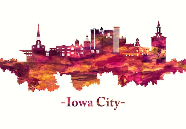 Horizonte de la ciudad de Iowa en rojo