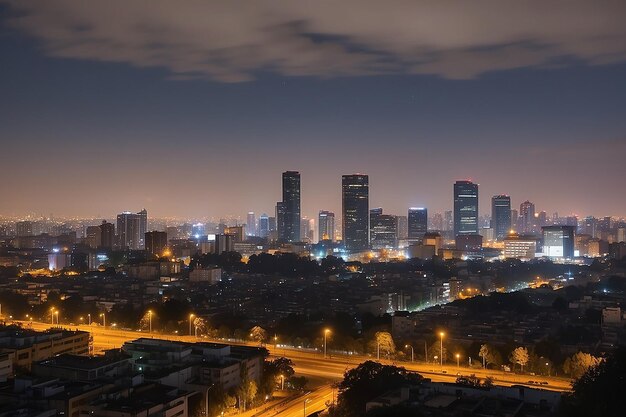 El horizonte de la Ciudad de México por la noche desde el distrito de Colonio Polanco hacia el noroeste