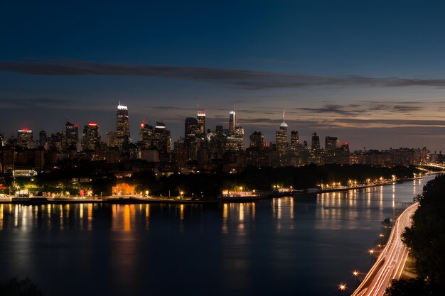 El horizonte de la ciudad por la noche fotografía profesional