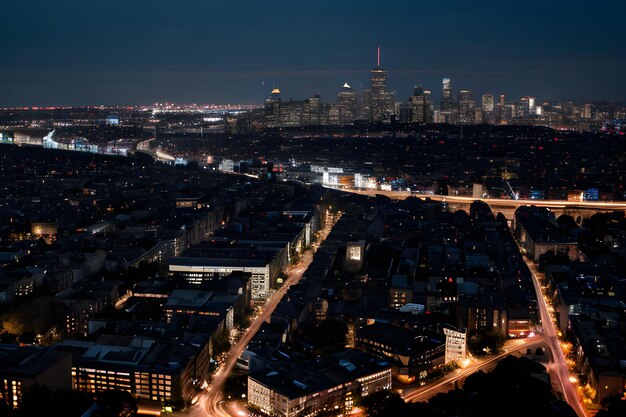 Foto un horizonte de la ciudad por la noche