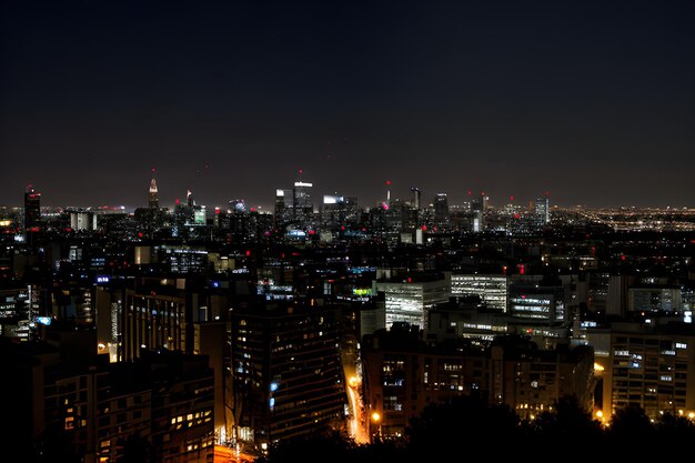 Foto un horizonte de la ciudad por la noche