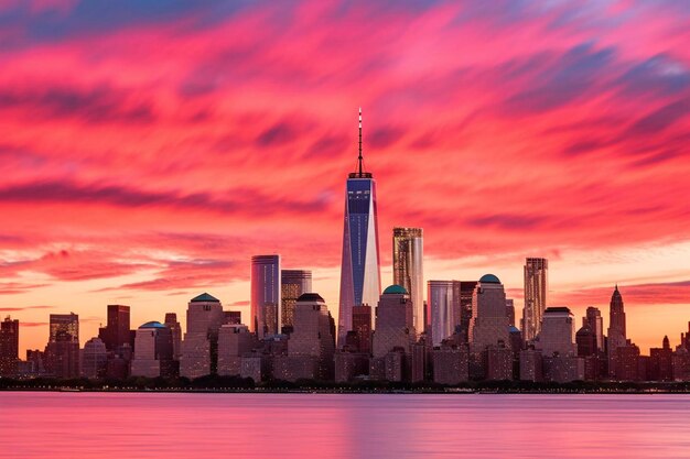 El horizonte de la ciudad de Nueva York con un wtc