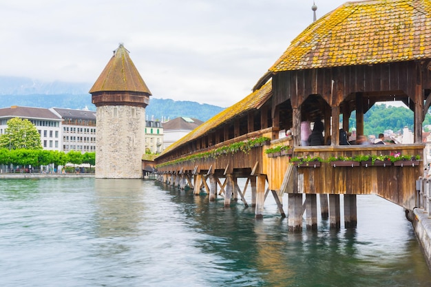 Horizonte de la ciudad Puente de la Capilla Lucerna Lucerna Suiza