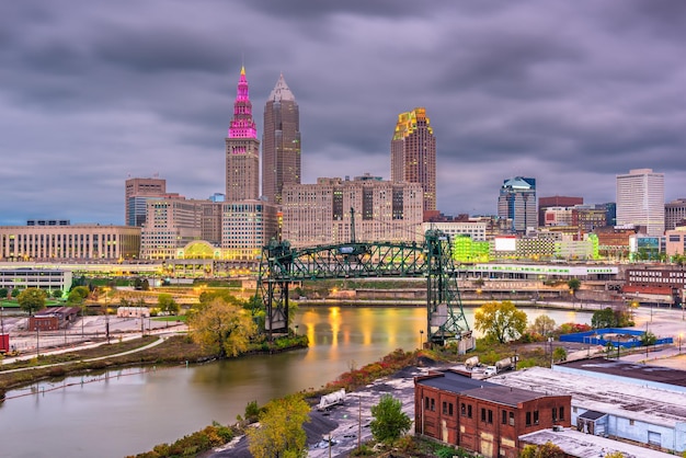 horizonte de cleveland, ohio, estados unidos de américa