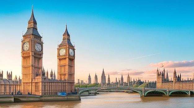 Horizonte da cidade de Londres com o Big Ben e as Casas do Parlamento paisagem urbana no Reino Unido