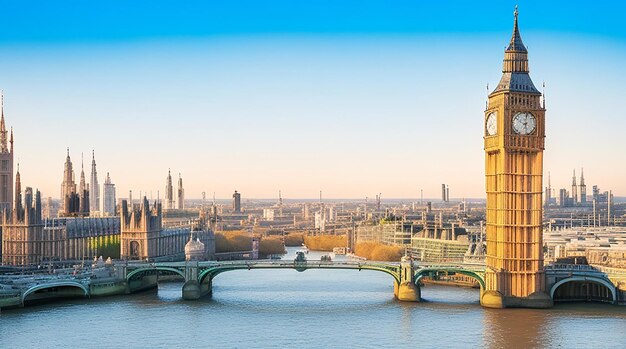 Horizonte da cidade de Londres com o Big Ben e as Casas do Parlamento paisagem urbana no Reino Unido