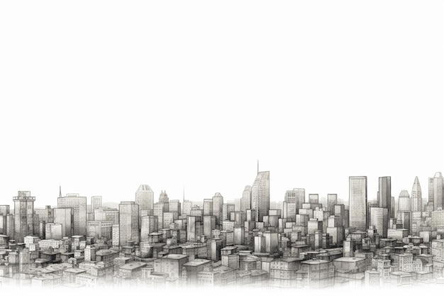 Horizonte da cidade de Nova York em uma renderização 3D de fundo branco