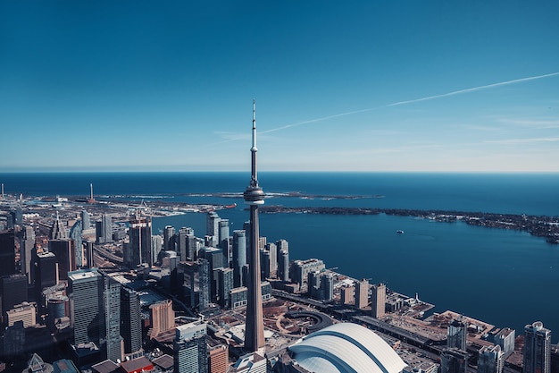 Foto horizonte da cidade de toronto canadá vista aérea