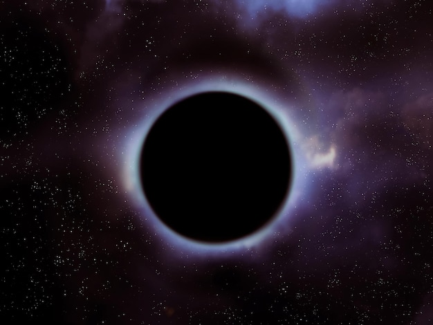 Horizonte de eventos de uma estrela escura Buraco preto no espaço profundo isolado Curvatura do espaço-tempo