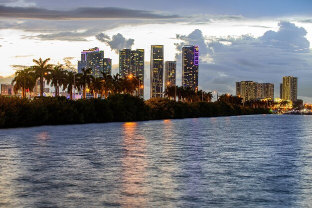 Horizonte de Miami à noite imagem panorâmica Miami