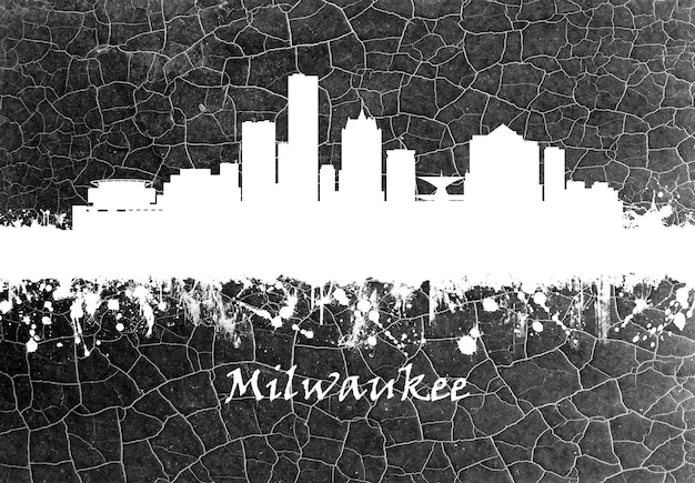 Foto horizonte de milwaukee em preto e branco