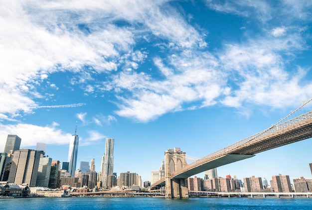 Horizonte de Nova York e Ponte do Brooklyn