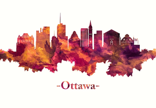 Horizonte de Ottawa Canadá em vermelho