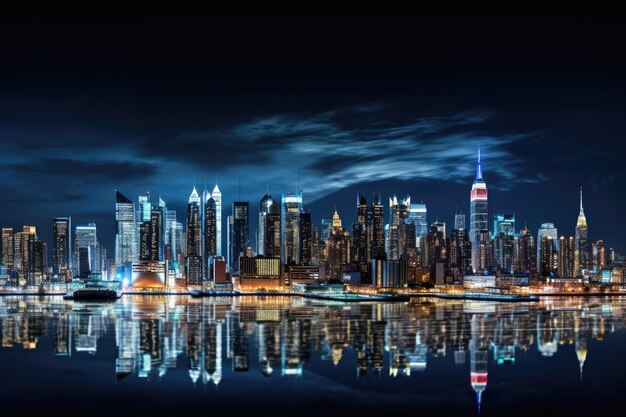 Horizonte de Xangai à noite com reflexo no rio Huangpu China Vista panorâmica de Londres e Tâmisa no crepúsculo da Tower Bridge AI gerada