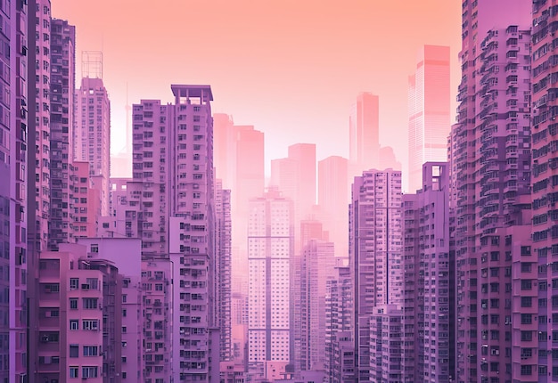 Horizonte do caleidoscópio explorando a paisagem urbana multicolorida de Hong Kong