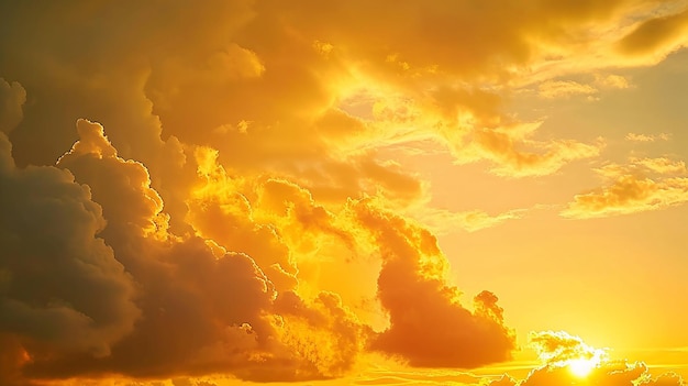 Foto el horizonte dorado de la noche el fondo del cielo colorido del atardecer