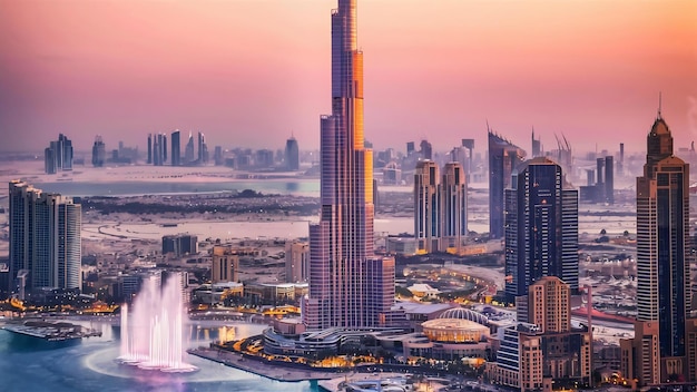 El horizonte de Dubai con una hermosa ciudad