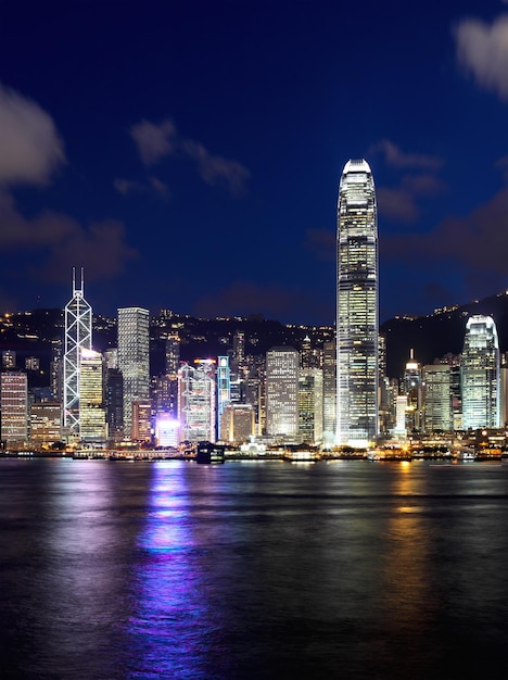 Horizonte de Hong Kong en la noche