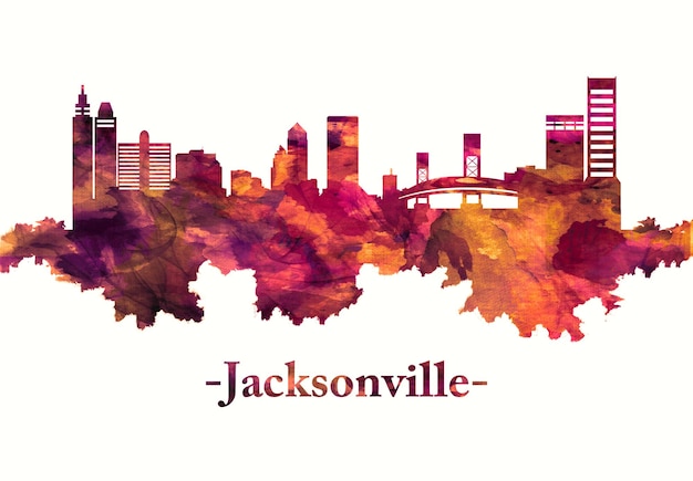 Horizonte de Jacksonville Florida en rojo