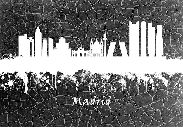 Foto horizonte de madrid en blanco y negro