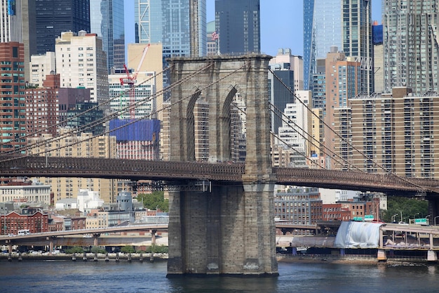 horizonte de manhattan, y, puente de brooklyn, ciudad nueva york