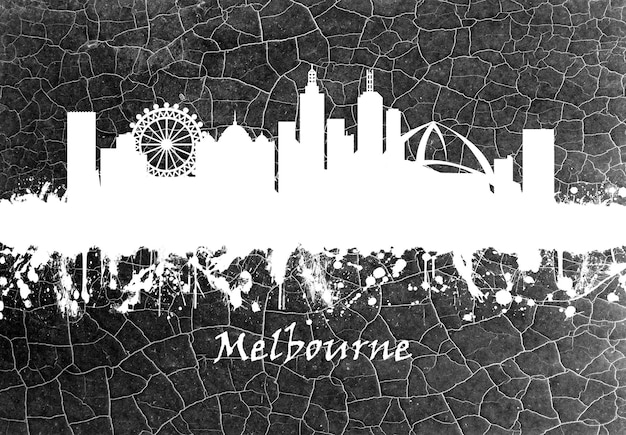 Foto horizonte de melbourne en blanco y negro