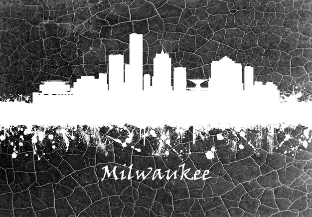 Foto horizonte de milwaukee en blanco y negro