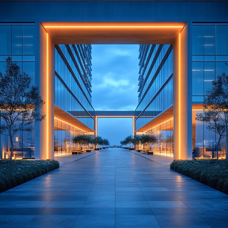 El horizonte nocturno con estructuras NeonLit
