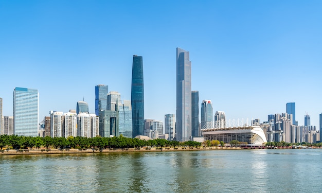 Horizonte de paisaje de arquitectura moderna de la ciudad de Guangzhou