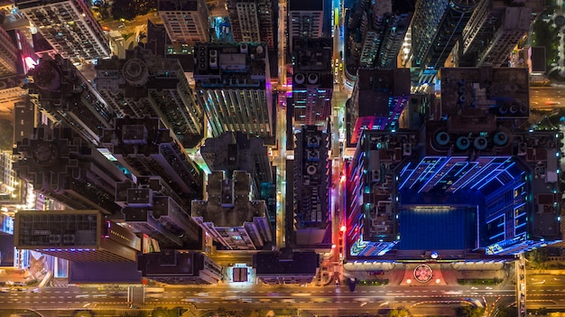 Horizonte del paisaje urbano de Macao en la noche, vista aérea de Macao de los edificios de la ciudad y torre en la noche.