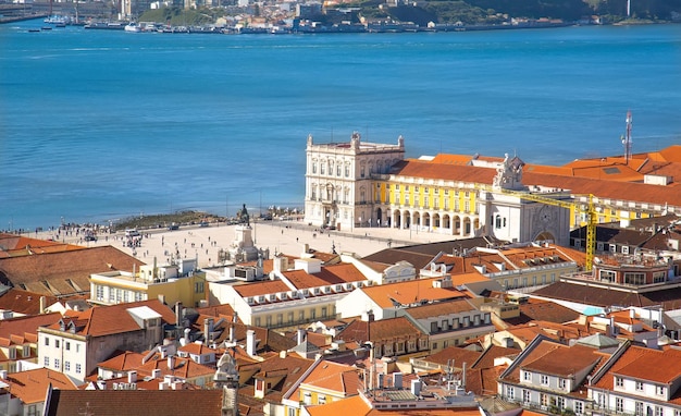 Horizonte panorâmico de Portugal de Lisboa da vigia de São Jorge do Castelo de São Jorge