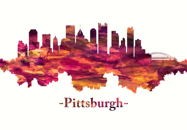 Horizonte de Pittsburgh Pensilvania en rojo