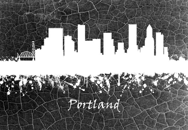 Foto horizonte de portland en blanco y negro