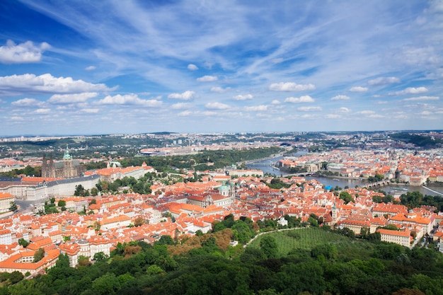 Horizonte de Praga desde arriba, República Checa