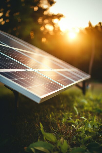 Horizonte del progreso ambiental con vistas de paneles solares