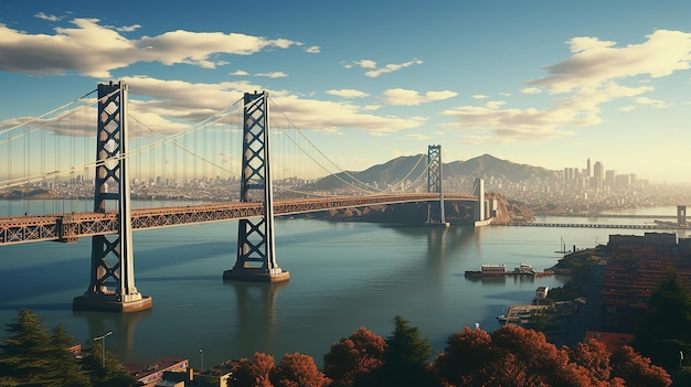 El horizonte de San Francisco Retro View América Espíritu California Tema Estados Unidos Fondo