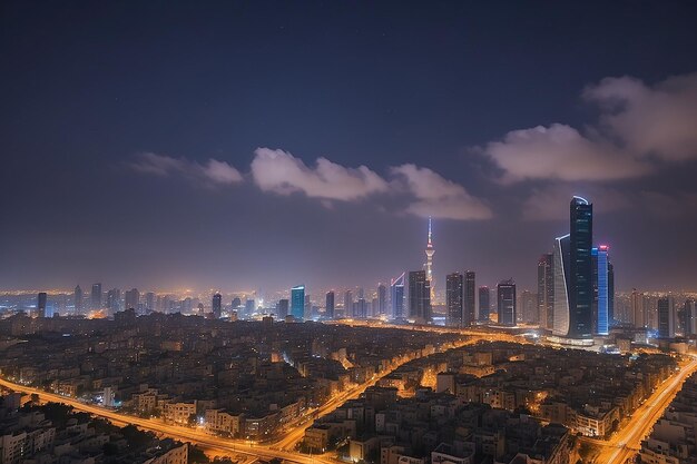 Foto el horizonte de tel aviv por la noche