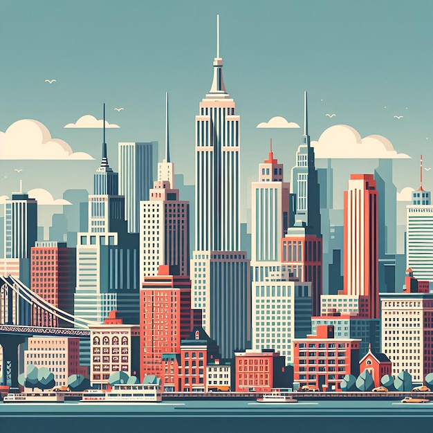 Horizonte de vector plano de la ciudad de Nueva York