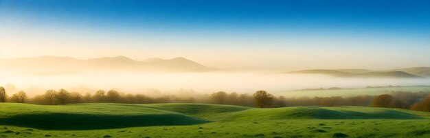 Foto horizontes velados explorando os mistérios de paisagens cobertas de névoa