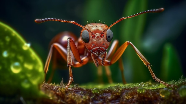 Hormiga especie roja grande dentro fotografía fuego ilustración imagen AI generado arte