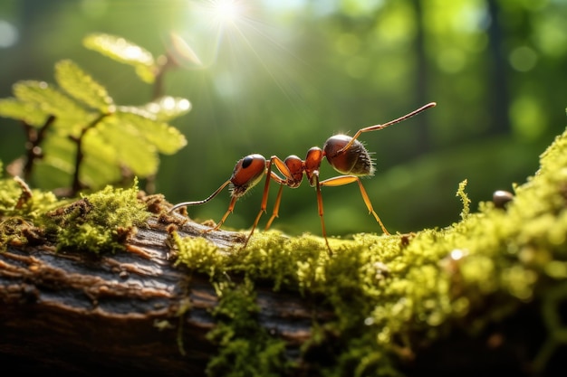 Hormiga fuerte en árbol Insecto natural Generar Ai