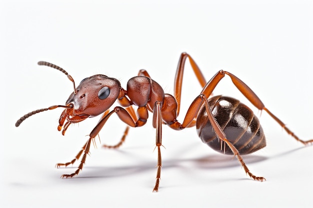 Hormiga de madera roja formica rufa o hormiga de madera del sur aislada en blanco