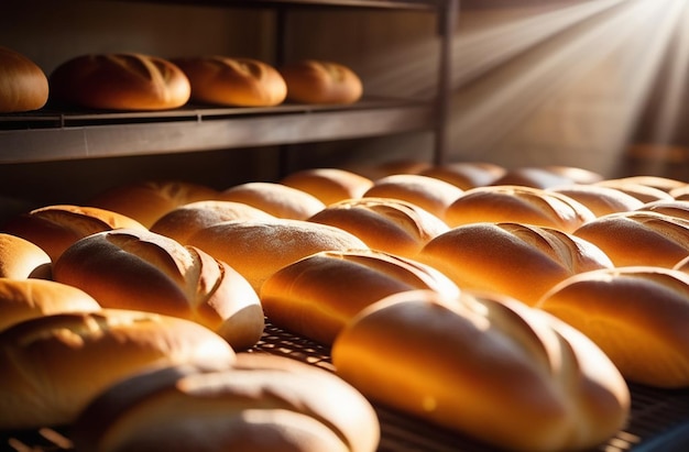 se hornea pan fresco en la panadería